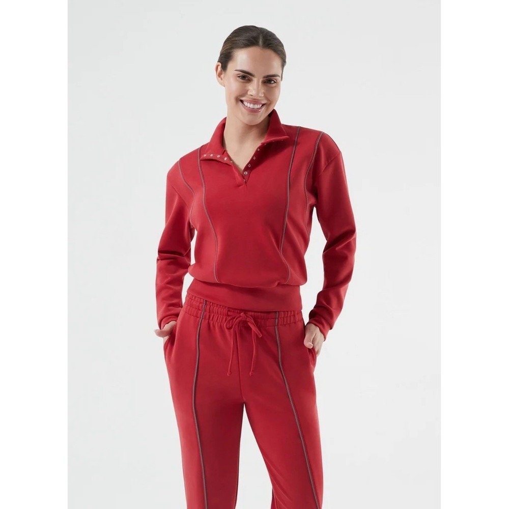 NUX Sleek Sweatsuit Set -Women's SMALL- Red/Gray Butter Soft Modal Made USA $224